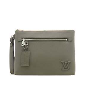LOUIS VUITTON LV Aerogram Take Off Pouch M81735 Clutch Bag in Khaki Calfskin ...
